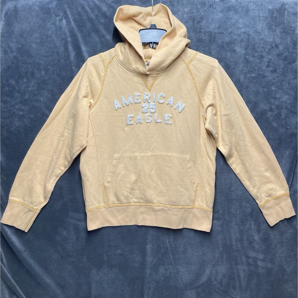 VTG Y2K American Eagle Outfitters Hoodie Sweatshirt Sz Jr. L 3D Spellout Grunge